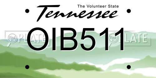 OIB511 Tennessee License Plate