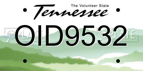 OID9532 Tennessee License Plate