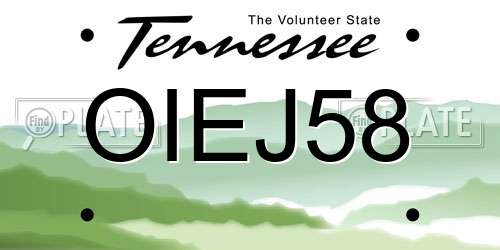 OIEJ58 Tennessee License Plate