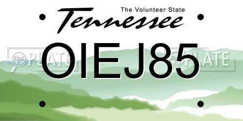 OIEJ85 Tennessee License Plate