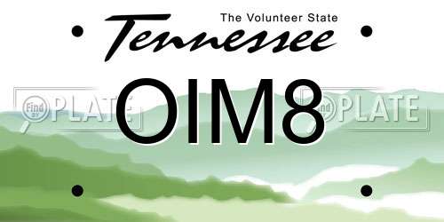 OIM8 Tennessee License Plate