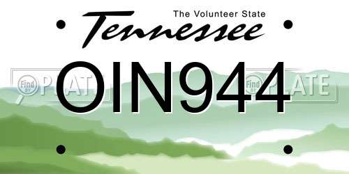 OIN944 Tennessee License Plate