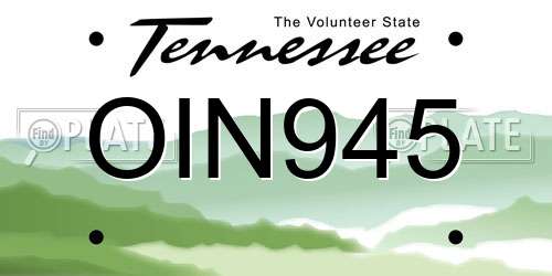 OIN945 Tennessee License Plate