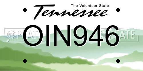 OIN946 Tennessee License Plate