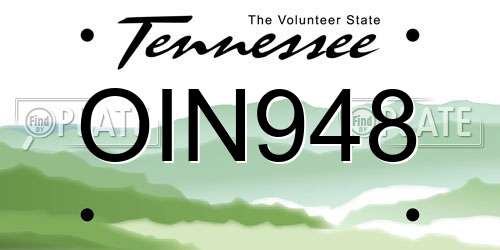 OIN948 Tennessee License Plate