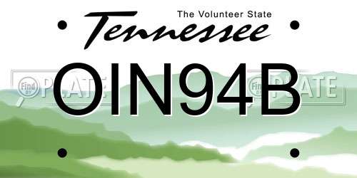 OIN94B Tennessee License Plate