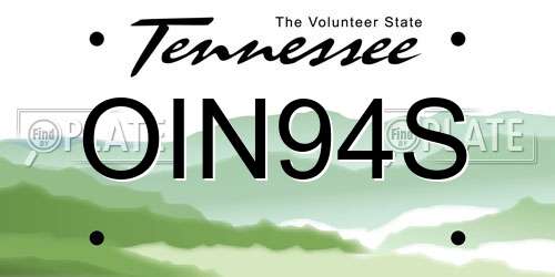 OIN94S Tennessee License Plate