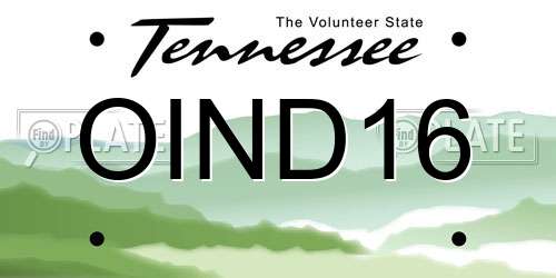OIND16 Tennessee License Plate