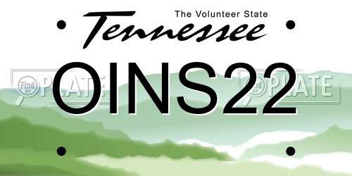 OINS22 Tennessee License Plate