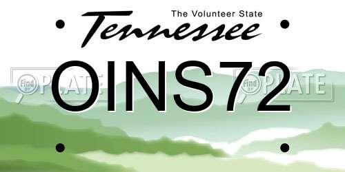 OINS72 Tennessee License Plate