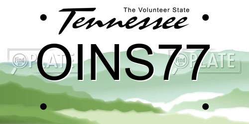 OINS77 Tennessee License Plate