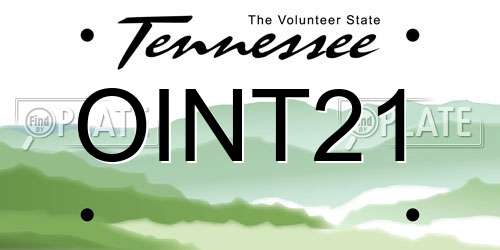 OINT21 Tennessee License Plate
