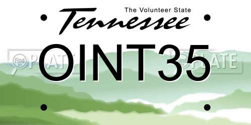OINT35 Tennessee License Plate