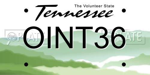 OINT36 Tennessee License Plate