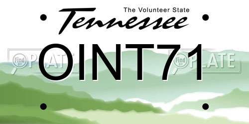 OINT71 Tennessee License Plate