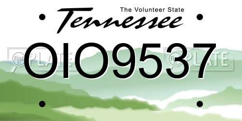 OIO9537 Tennessee License Plate