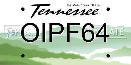 OIPF64 Tennessee License Plate