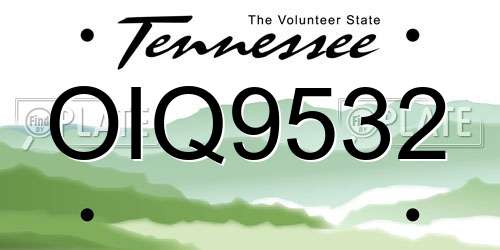 OIQ9532 Tennessee License Plate