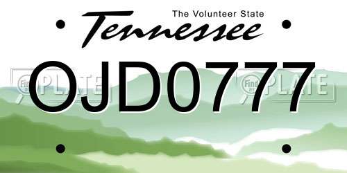 OJD0777 Tennessee License Plate