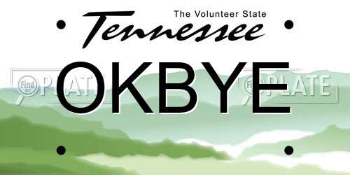 OKBYE Tennessee License Plate