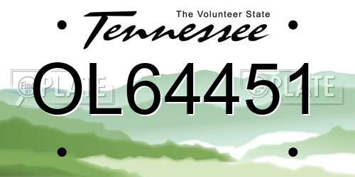 OL64451 Tennessee License Plate