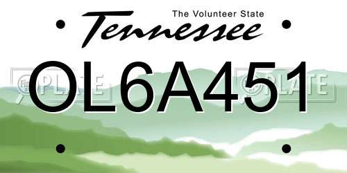 OL6A451 Tennessee License Plate