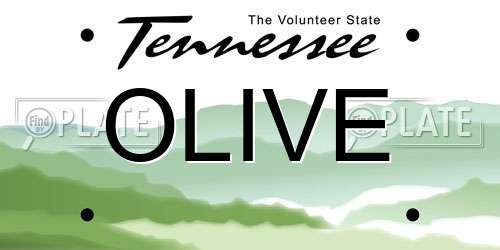 OLIVE Tennessee License Plate