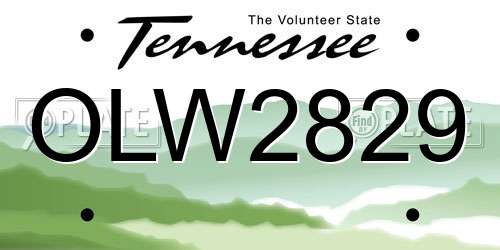 OLW2829 Tennessee License Plate