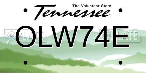 OLW74E Tennessee License Plate