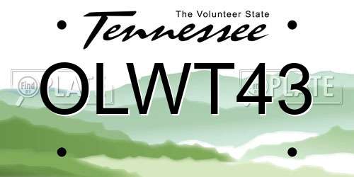 OLWT43 Tennessee License Plate
