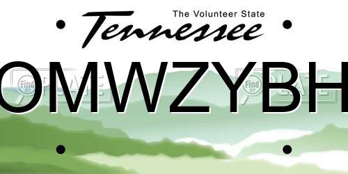 OMWZYBH Tennessee License Plate