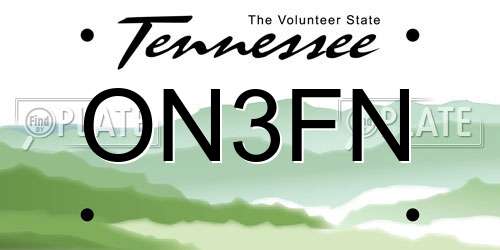 ON3FN Tennessee License Plate