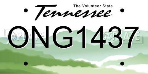ONG1437 Tennessee License Plate