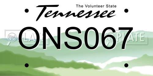 ONS067 Tennessee License Plate