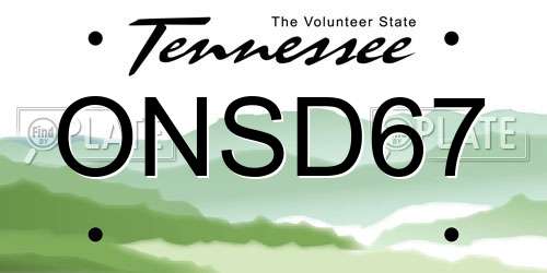 ONSD67 Tennessee License Plate