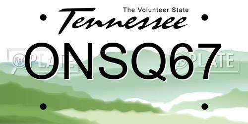 ONSQ67 Tennessee License Plate