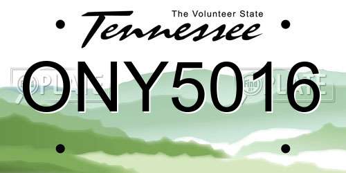 ONY5016 Tennessee License Plate