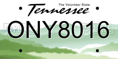ONY8016 Tennessee License Plate