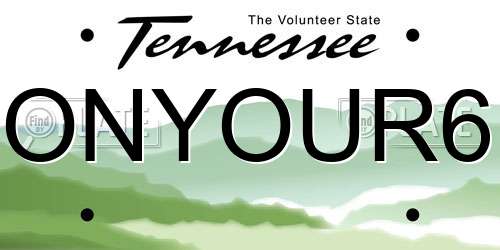 ONYOUR6 Tennessee License Plate