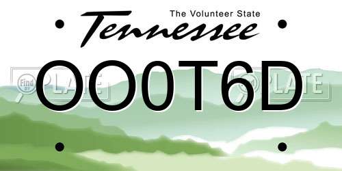 OO0T6D Tennessee License Plate