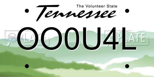 OO0U4L Tennessee License Plate