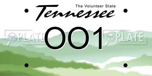 OO1 Tennessee License Plate