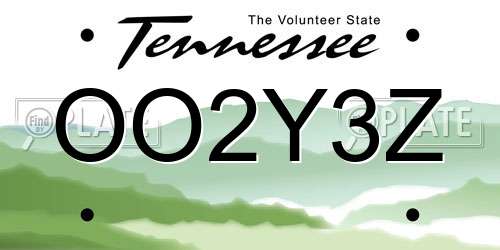 OO2Y3Z Tennessee License Plate
