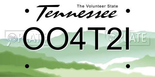 OO4T2I Tennessee License Plate