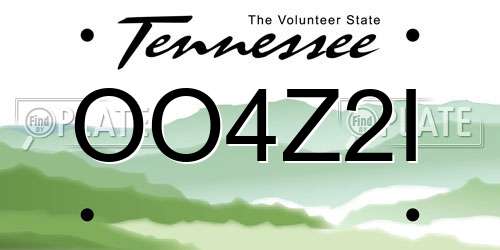 OO4Z2I Tennessee License Plate