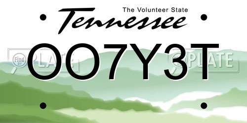 OO7Y3T Tennessee License Plate