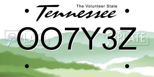 OO7Y3Z Tennessee License Plate