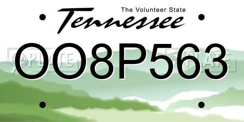 OO8P563 Tennessee License Plate