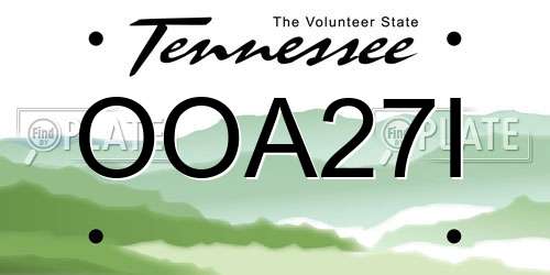 OOA27I Tennessee License Plate