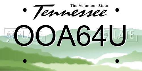 OOA64U Tennessee License Plate